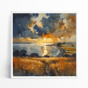 Donegal Abstract Sunset Landscape Wall Art | Warm Tones Living Room Decor