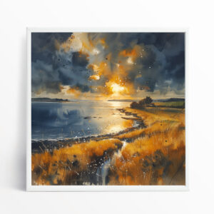 Donegal Impressionist Gold Accents Bedroom Wall Art | Landscape Canvas Print
