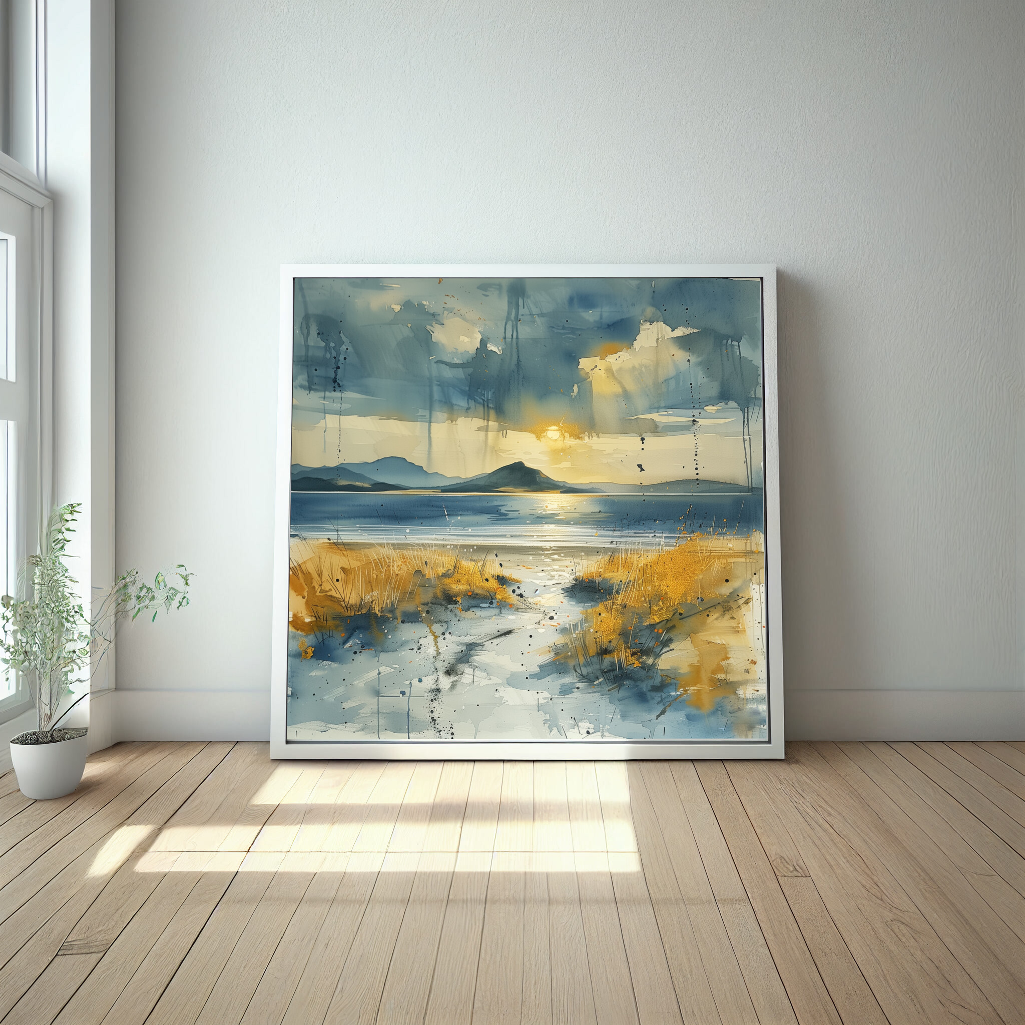 Donegal Coastal Impressionist Blue Landscape Wall Art | Bedroom Decor -