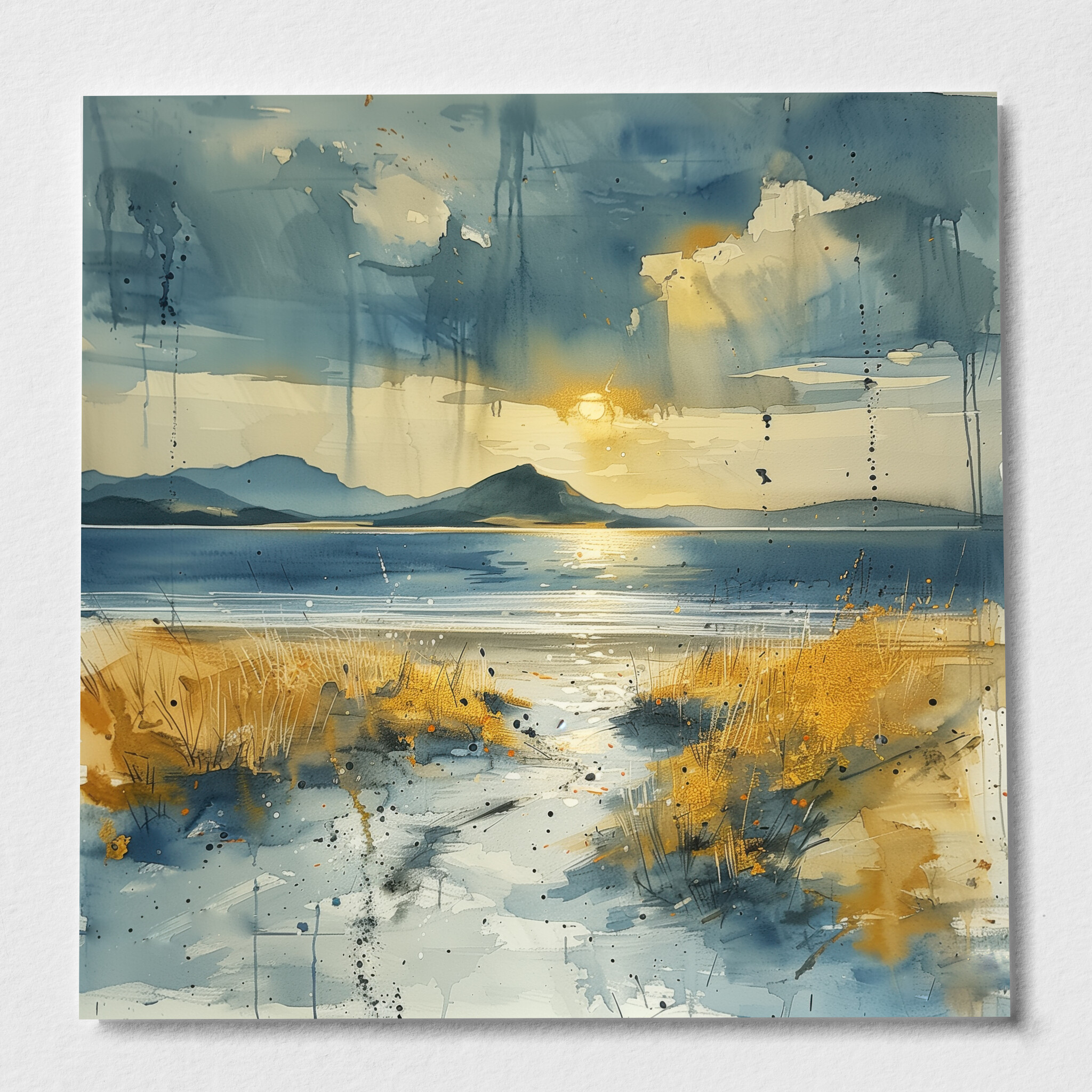 Donegal Coastal Impressionist Blue Landscape Wall Art | Bedroom Decor - P