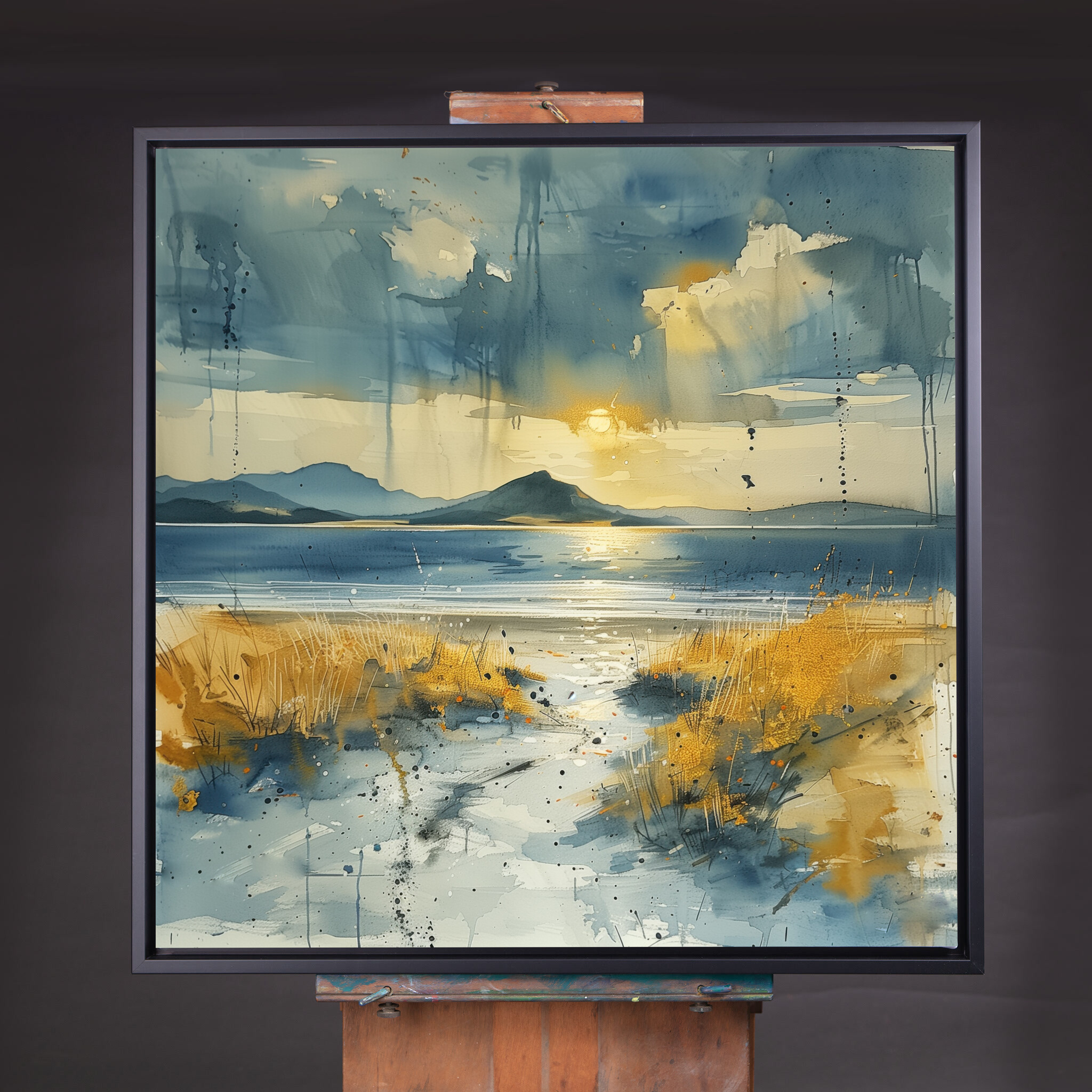 Donegal Coastal Impressionist Blue Landscape Wall Art | Bedroom Decor - CBF