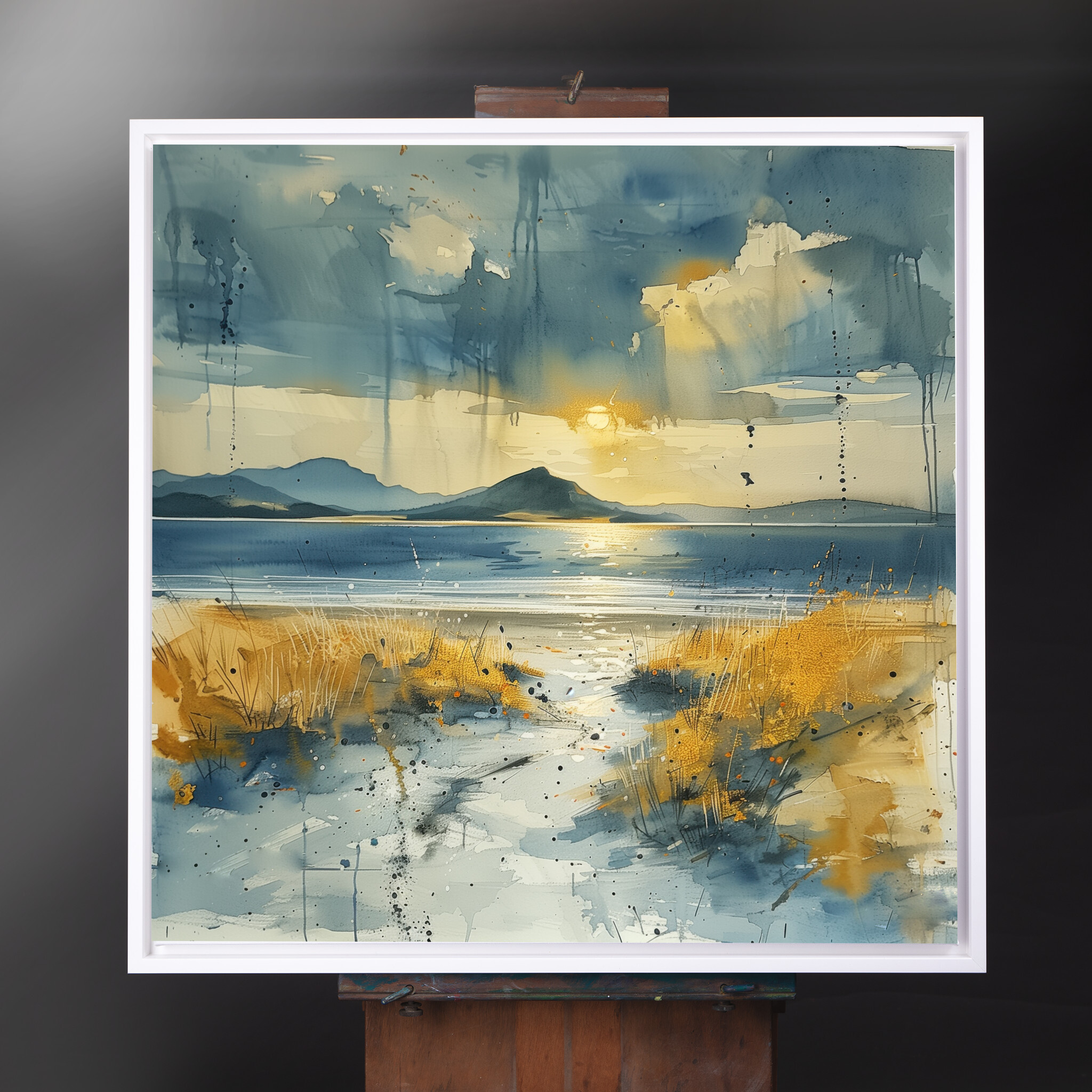 Donegal Coastal Impressionist Blue Landscape Wall Art | Bedroom Decor - CWF