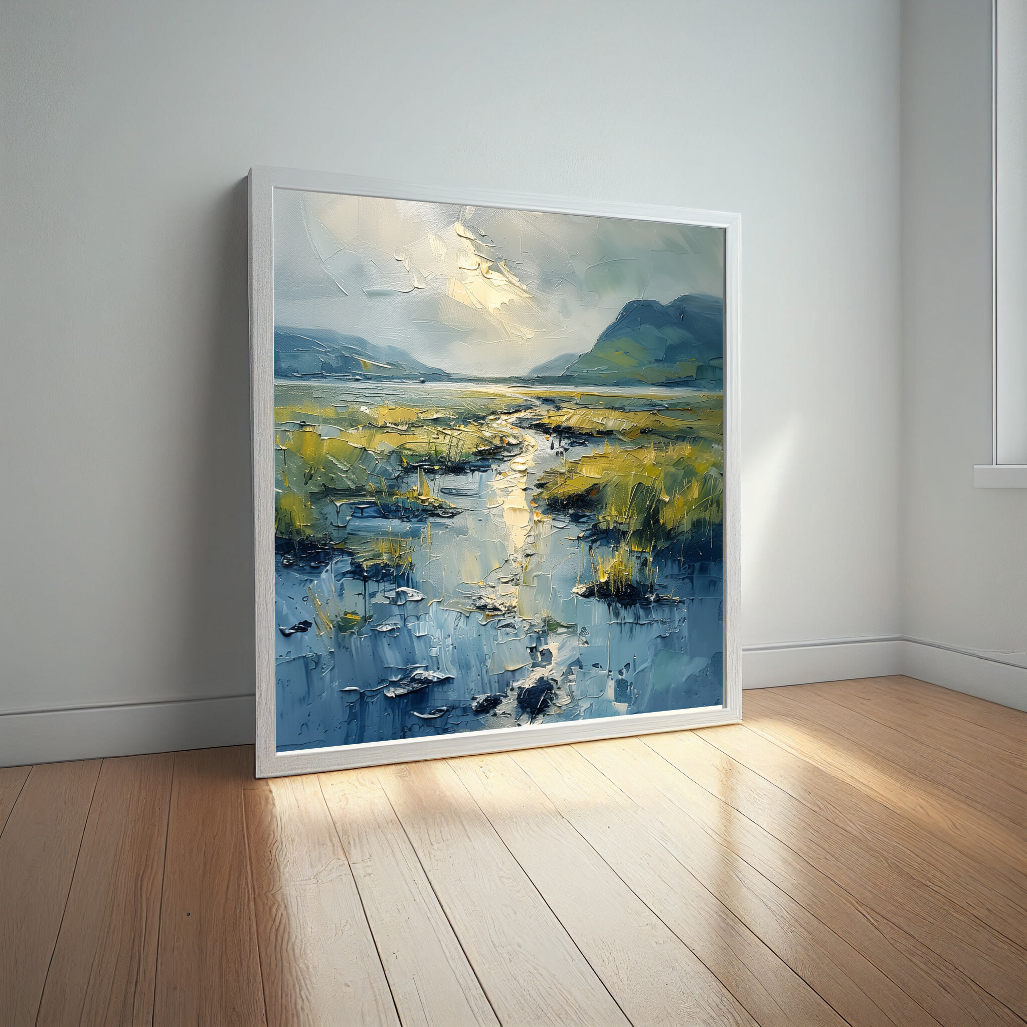 Donegal Impressionist Blue Grey Living Room Wall Art | Home Decor Canvas Print -