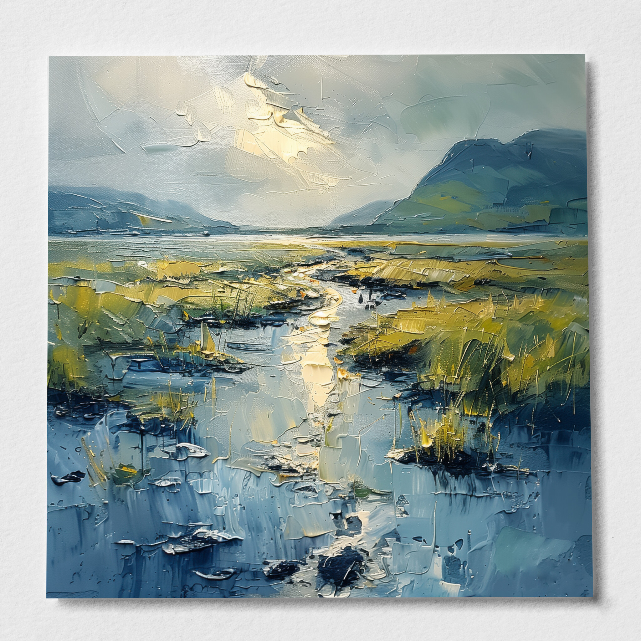 Donegal Impressionist Blue Grey Living Room Wall Art | Home Decor Canvas Print - P