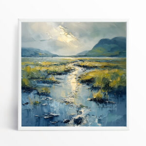 Donegal Impressionist Blue Grey Living Room Wall Art | Home Decor Canvas Print