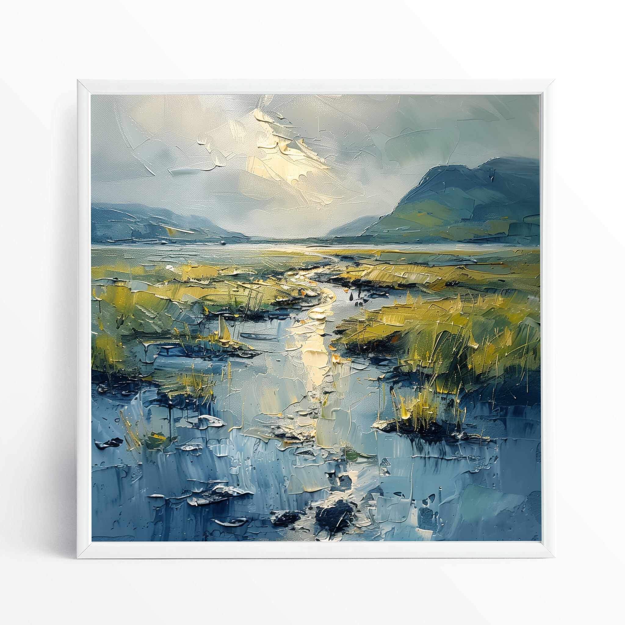 Donegal Impressionist Blue Grey Living Room Wall Art | Home Decor Canvas Print