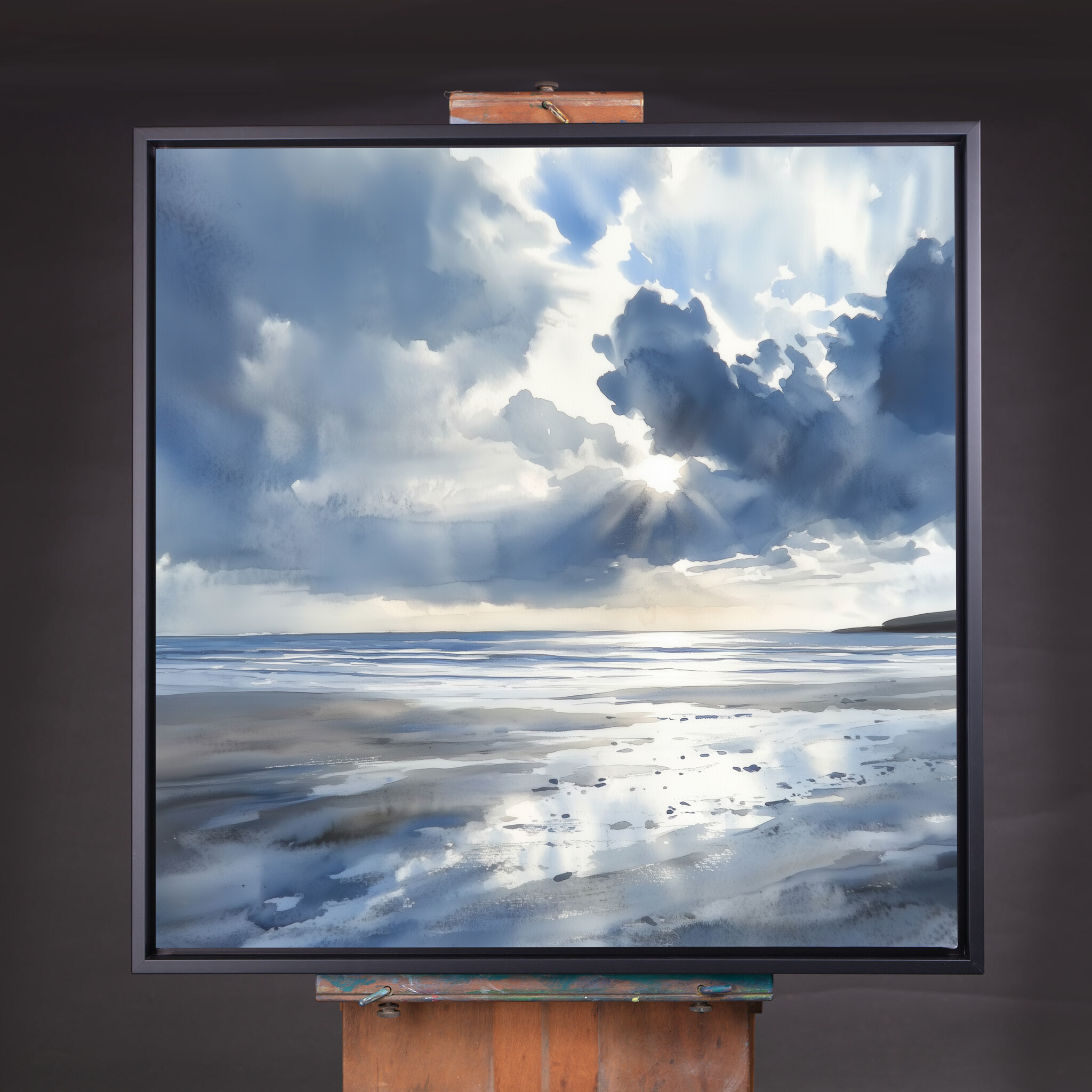 Newyquay Coastal Blue Abstract Living Room Wall Art | Serene Landscape Home Decor - CBF