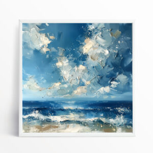 Donegal Ocean Blue Abstract Living Room Wall Art | Modern Sea View Home Decor