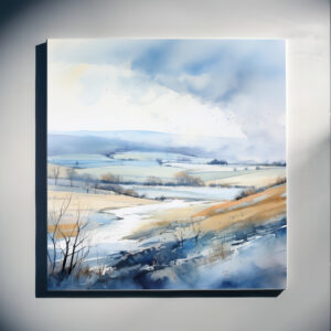 Sussex Impressionist Blue Warm Tones Living Room Wall Art | Home Decor - C