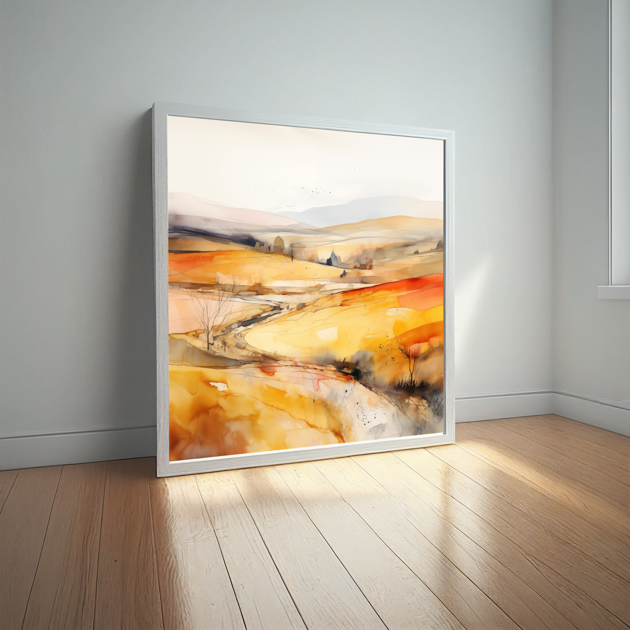 Southdowns Abstract Warm Tones Living Room Wall Art | Earth Tones Home Decor -