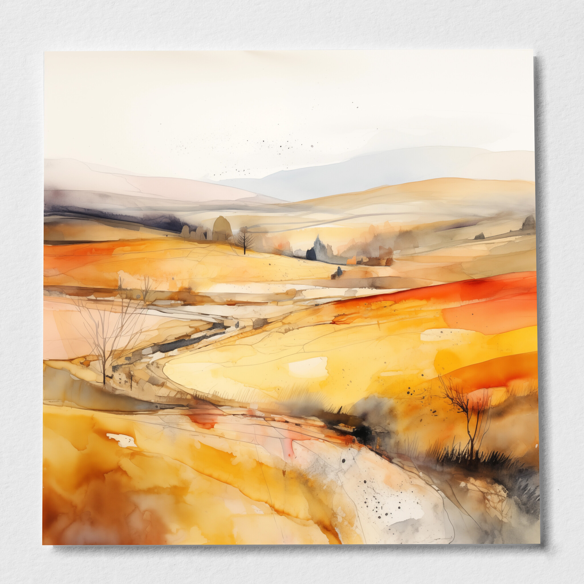 Southdowns Abstract Warm Tones Living Room Wall Art | Earth Tones Home Decor - P