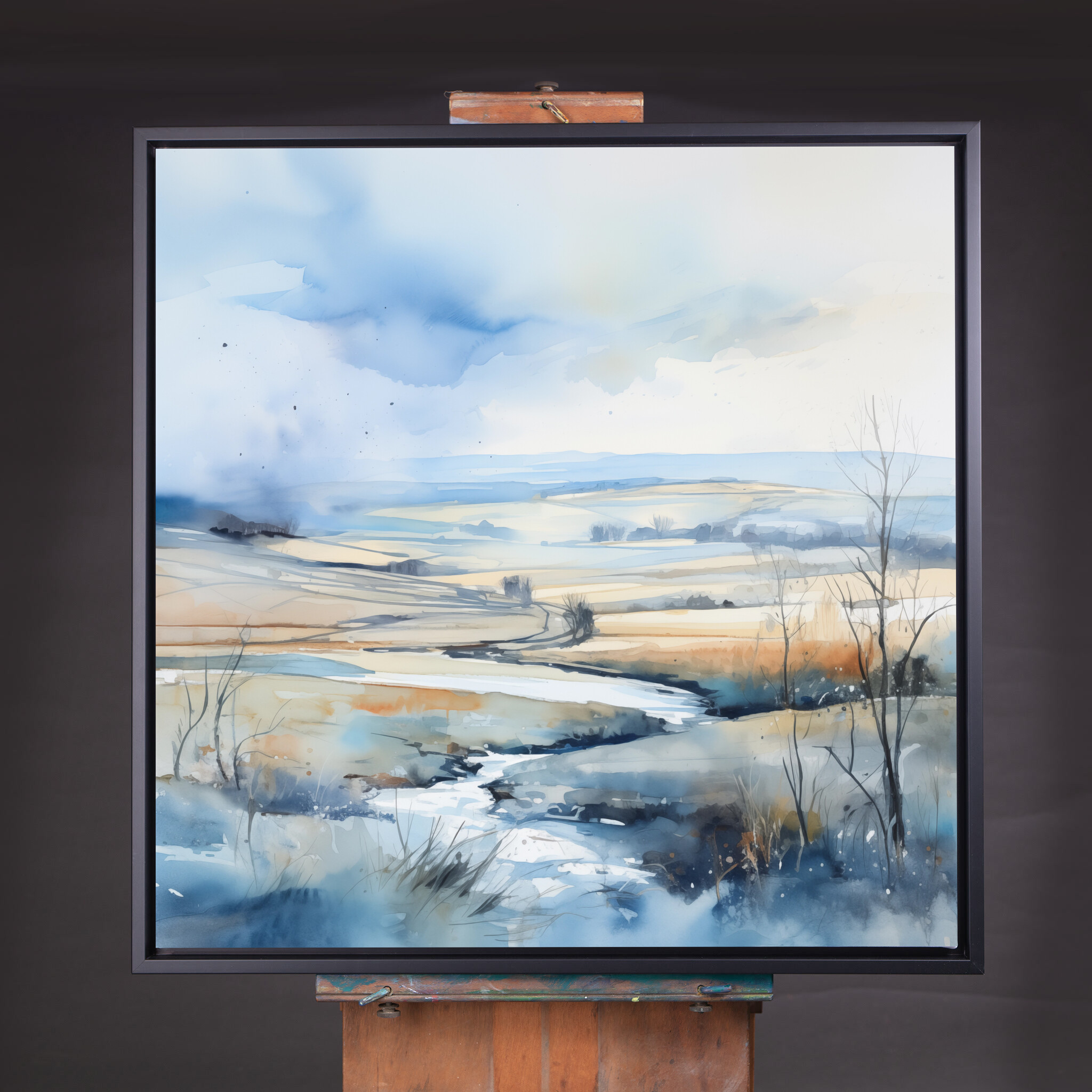 Southdowns Watercolour Landscape Blue Art Living Room Wall Art | Modern Home Decor Canvas Print - CBF