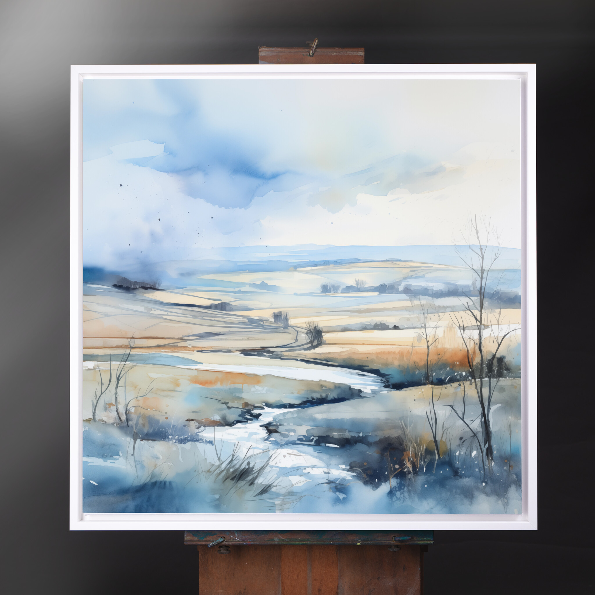 Southdowns Watercolour Landscape Blue Art Living Room Wall Art | Modern Home Decor Canvas Print - CWF