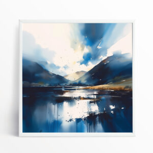 Lake District Abstract Blue Art Living Room Wall Art | Modern Canvas Print