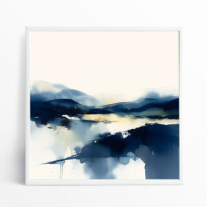 Lake District Abstract Blue Art Canvas Print | Modern Living Room Wall Art