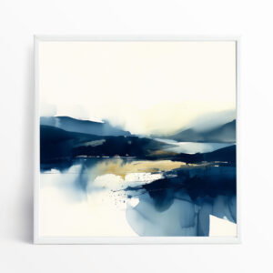 Lake District Abstract Blue Hues Living Room Wall Art | Modern Home Decor
