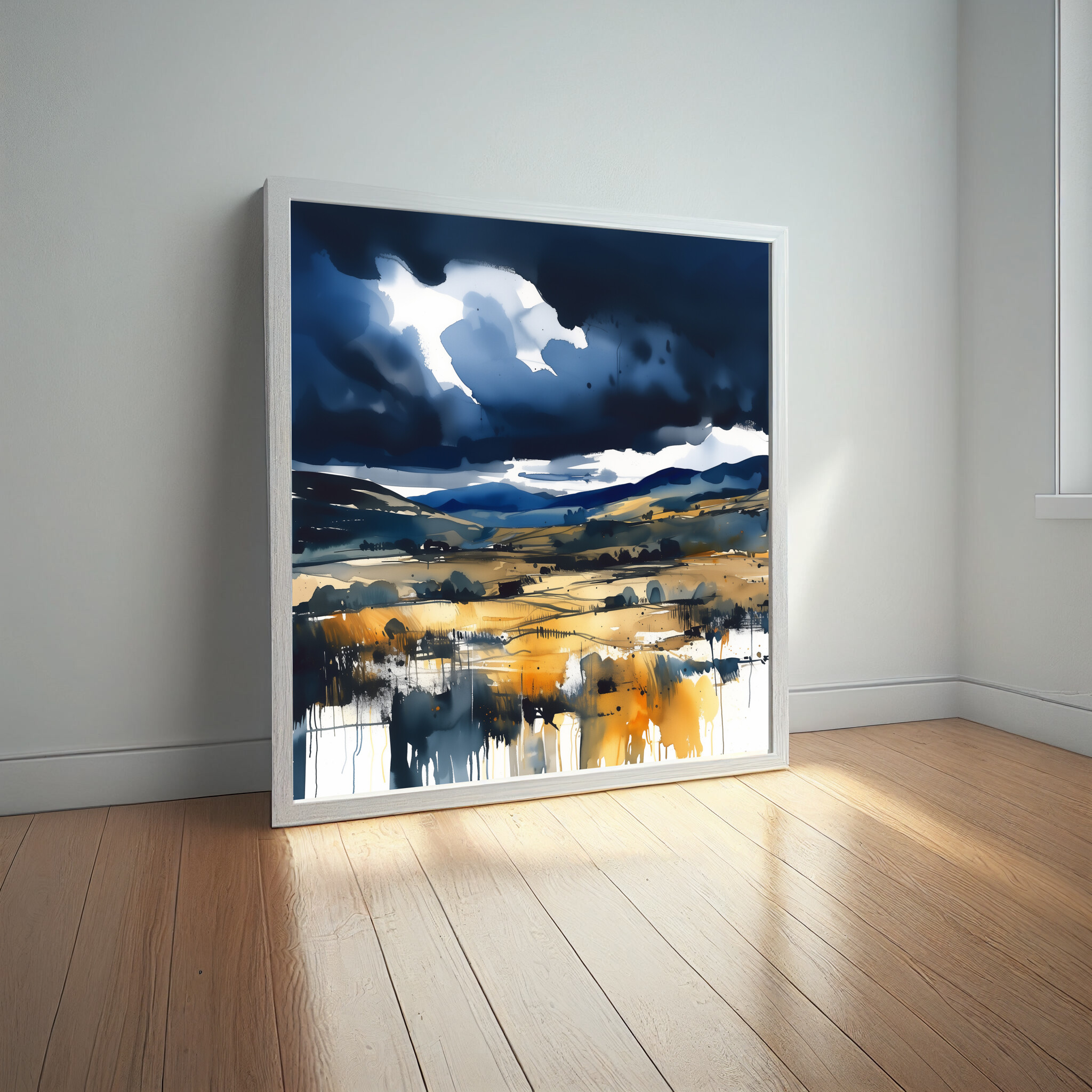 Sussex Abstract Landscape Warm Tones Living Room Wall Art | Canvas Print -