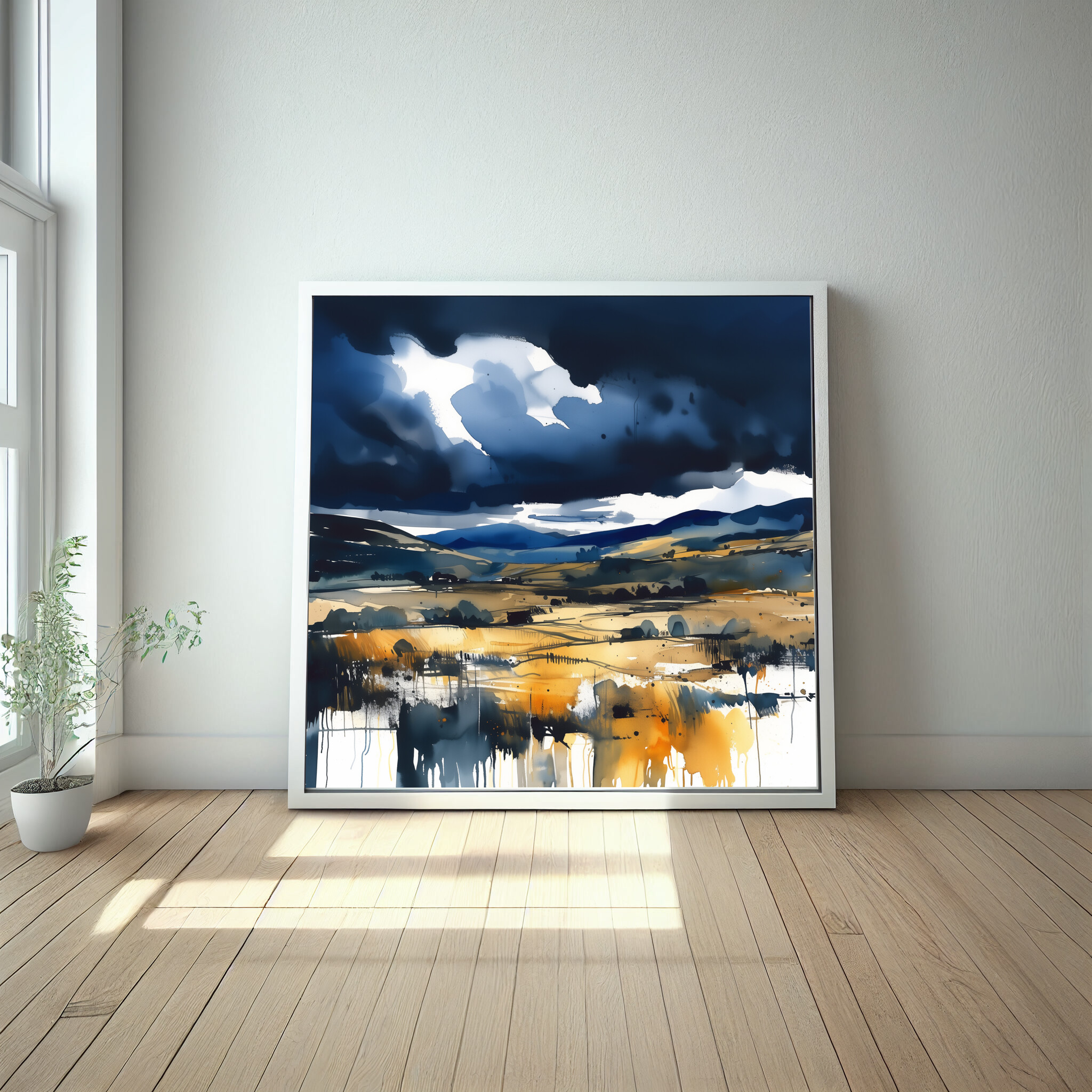 Sussex Abstract Landscape Warm Tones Living Room Wall Art | Canvas Print -