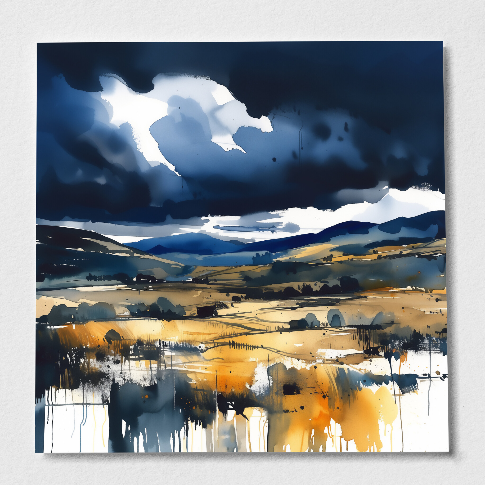 Sussex Abstract Landscape Warm Tones Living Room Wall Art | Canvas Print - P