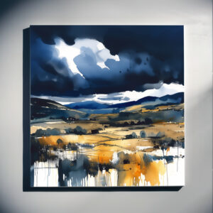 Sussex Abstract Landscape Warm Tones Living Room Wall Art | Canvas Print - C