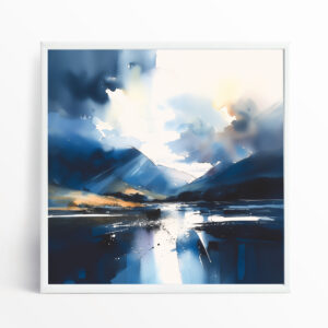 Lake District Impressionist Blue Living Room Wall Art | Canvas Print Decor