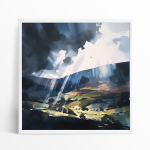 Lake District Impressionist Blue Landscape Living Room Wall Art | Modern Canvas Decor