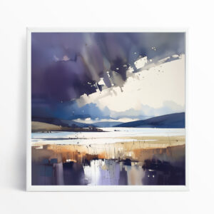 Lake District Abstract Blue Grey Living Room Wall Art | Modern Landscape Home Decor