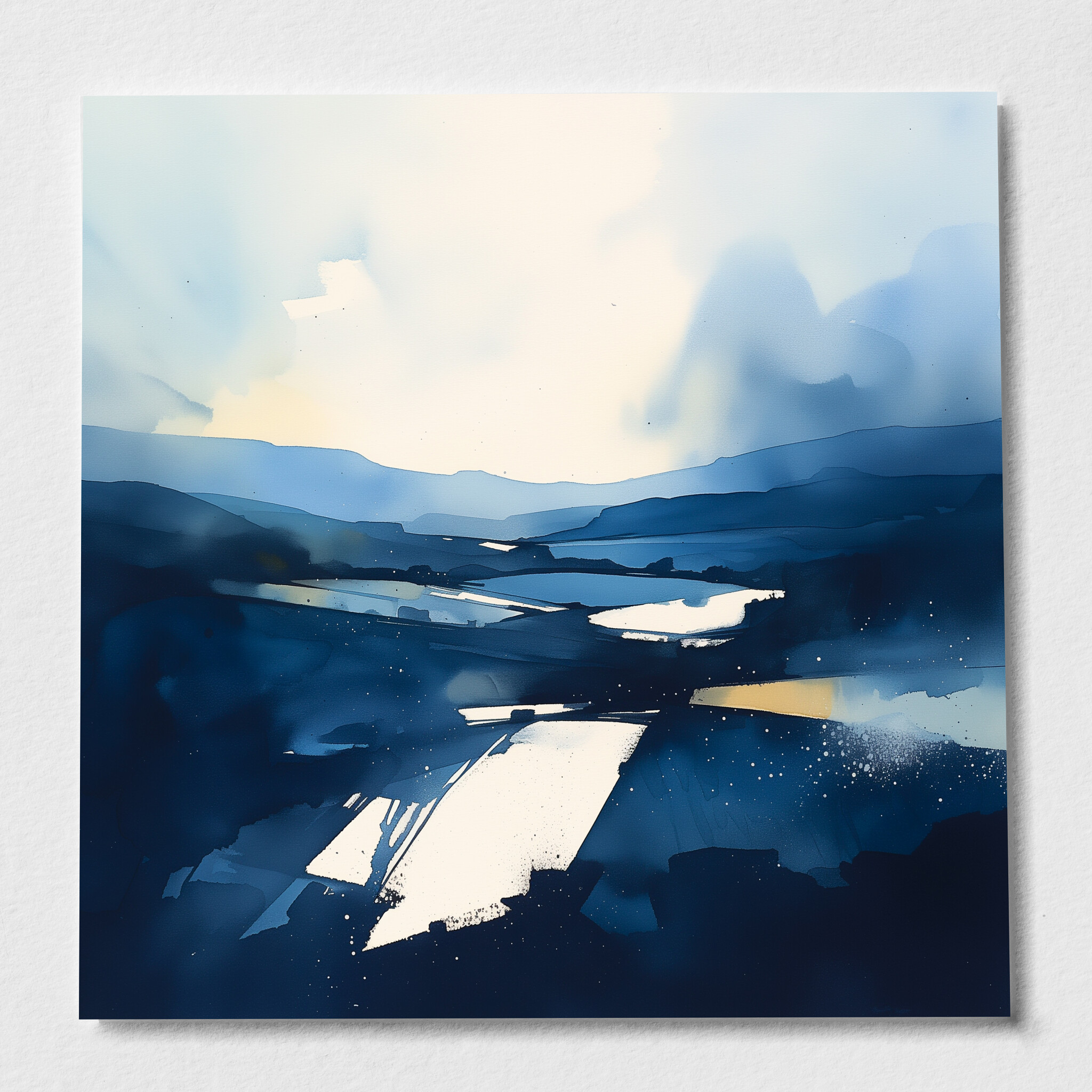 Sussex Blue Abstract Landscape Wall Art | Modern Impressionist Living Room Decor - P