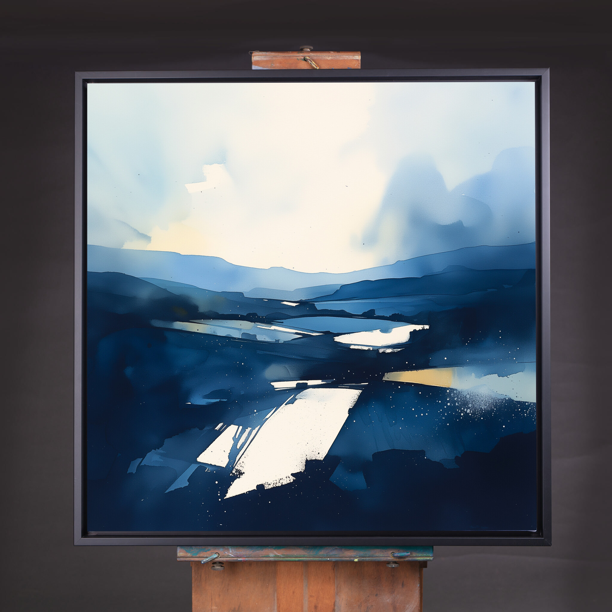 Sussex Blue Abstract Landscape Wall Art | Modern Impressionist Living Room Decor - CBF