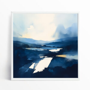 Sussex Blue Abstract Landscape Wall Art | Modern Impressionist Living Room Decor