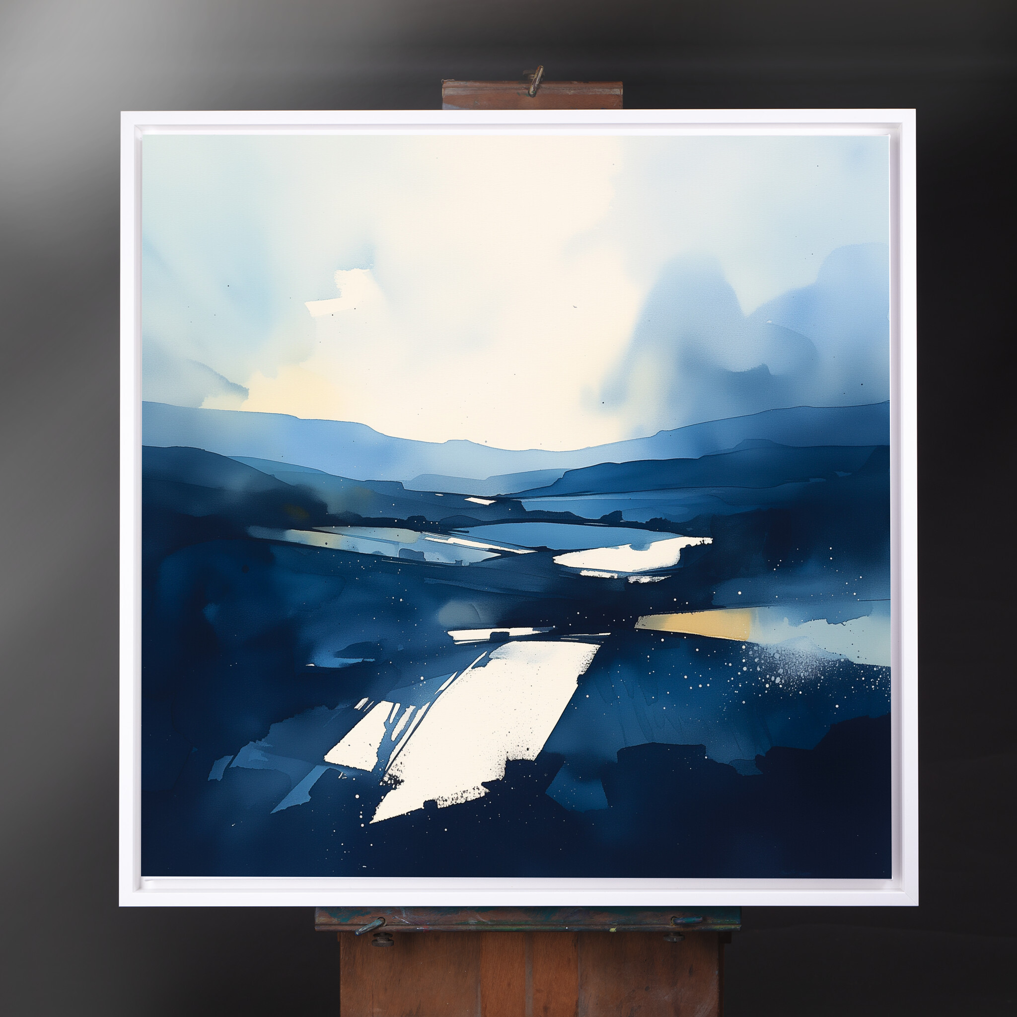 Sussex Blue Abstract Landscape Wall Art | Modern Impressionist Living Room Decor - CWF