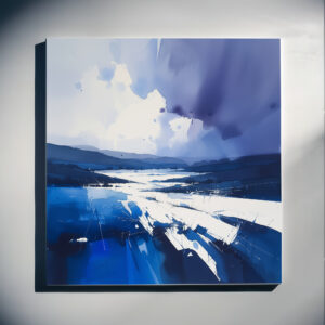 Sussex Abstract Blue Landscape Living Room Art | Modern Home Decor - C