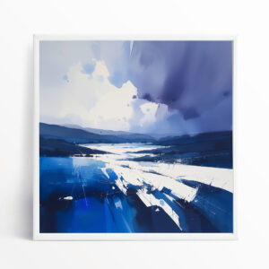 Sussex Abstract Blue Landscape Living Room Art | Modern Home Decor