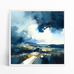 Southdowns Abstract Landscape Blue Living Room Art | Calming Office Decor
