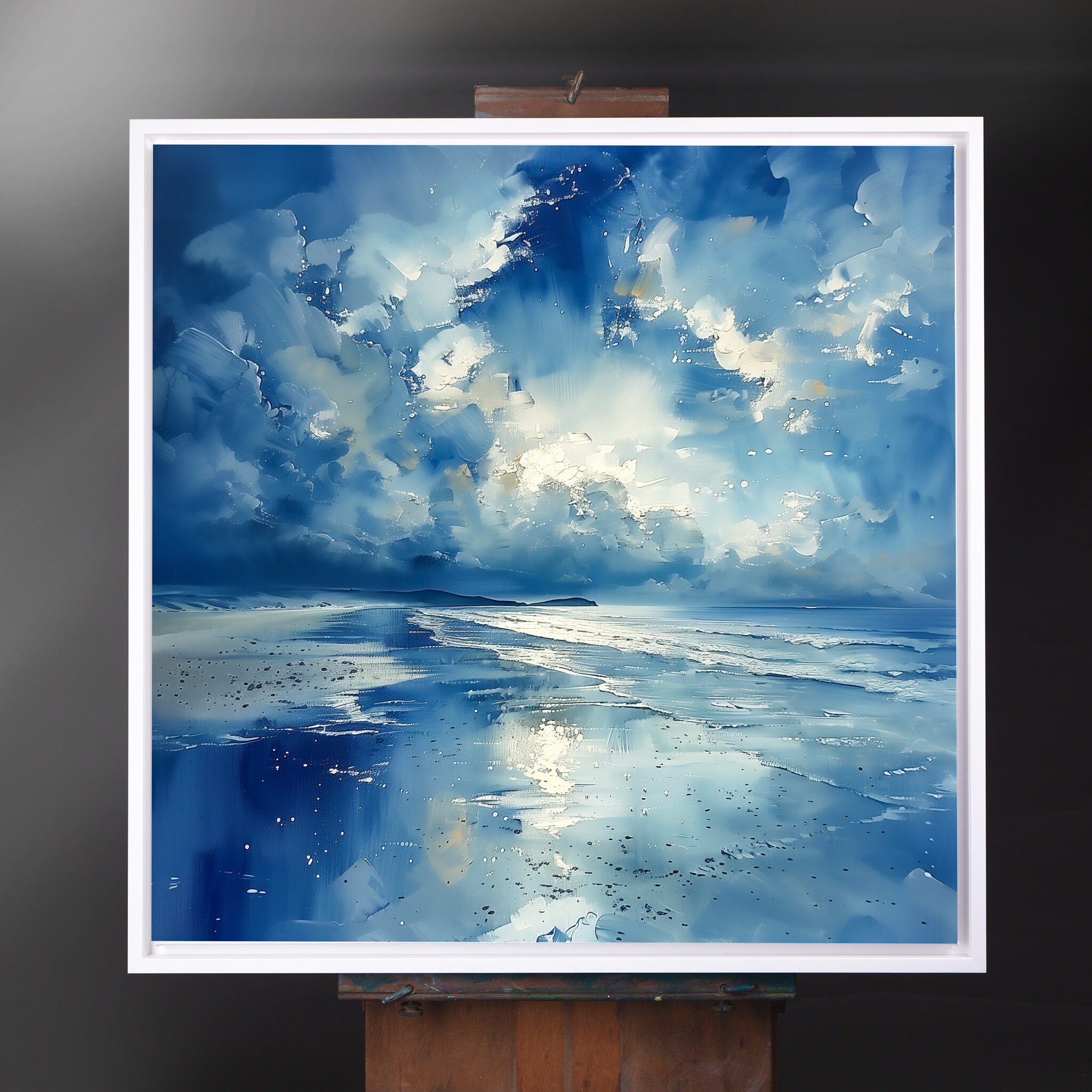 Caswell Bay Abstract Blue Living Room Landscape Wall Art | Coastal Home Decor Canvas - CWF