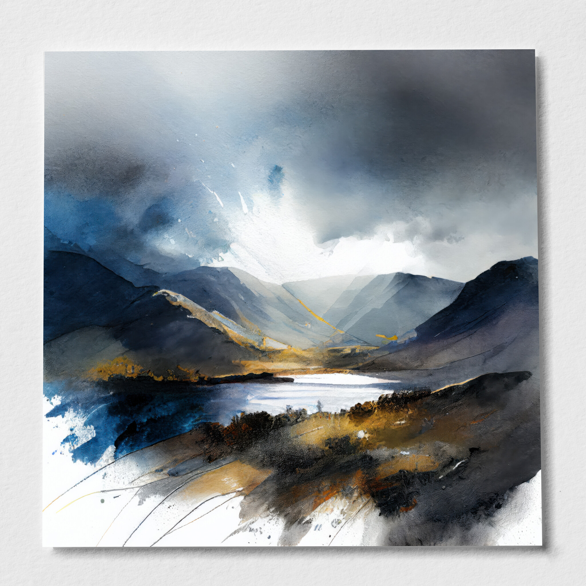 Lake District Impressionist Blue Art Living Room Wall Art | Canvas Print Decor - P