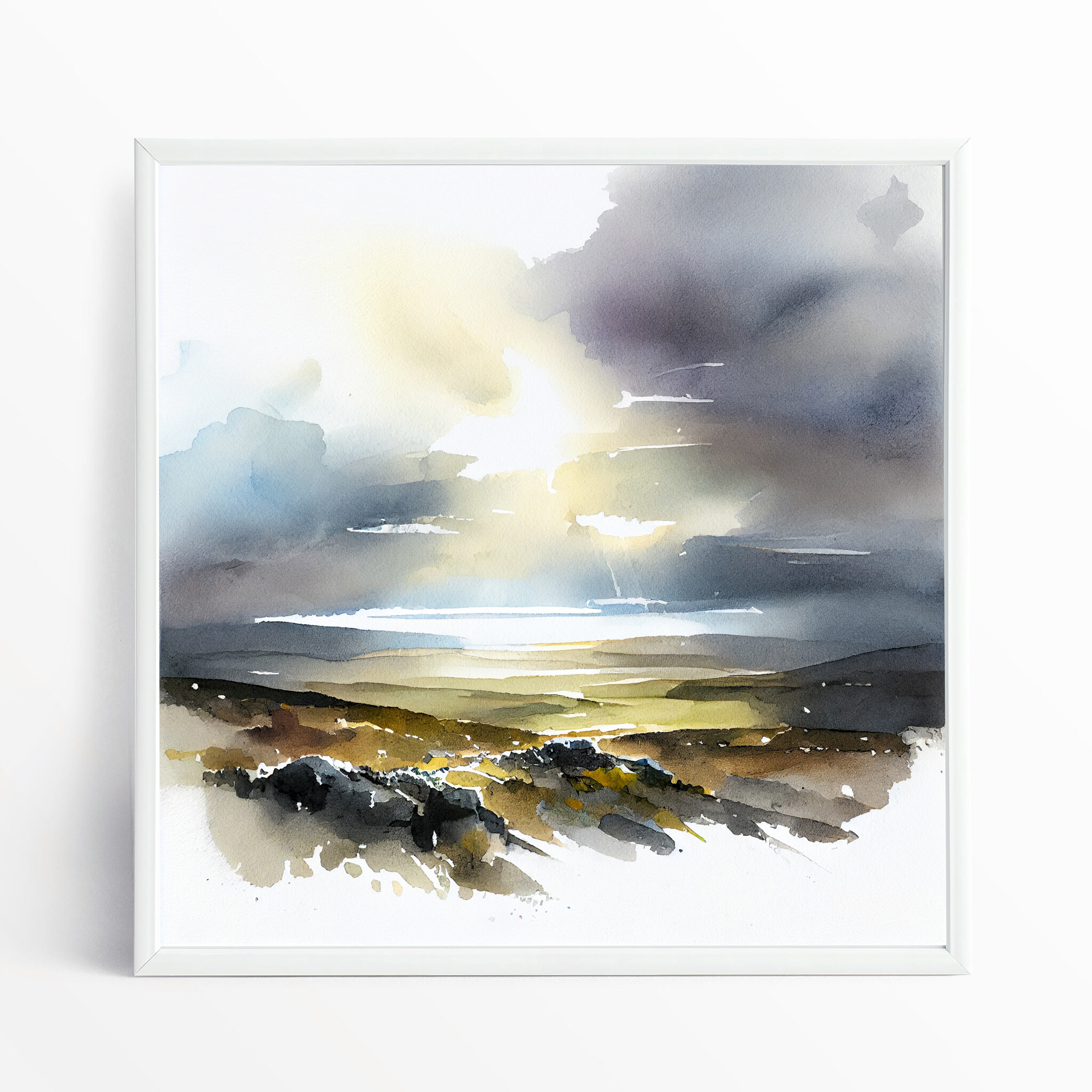 Exmoor Watercolor Landscape Earth Tones Living Room Wall Art | Modern Home Decor
