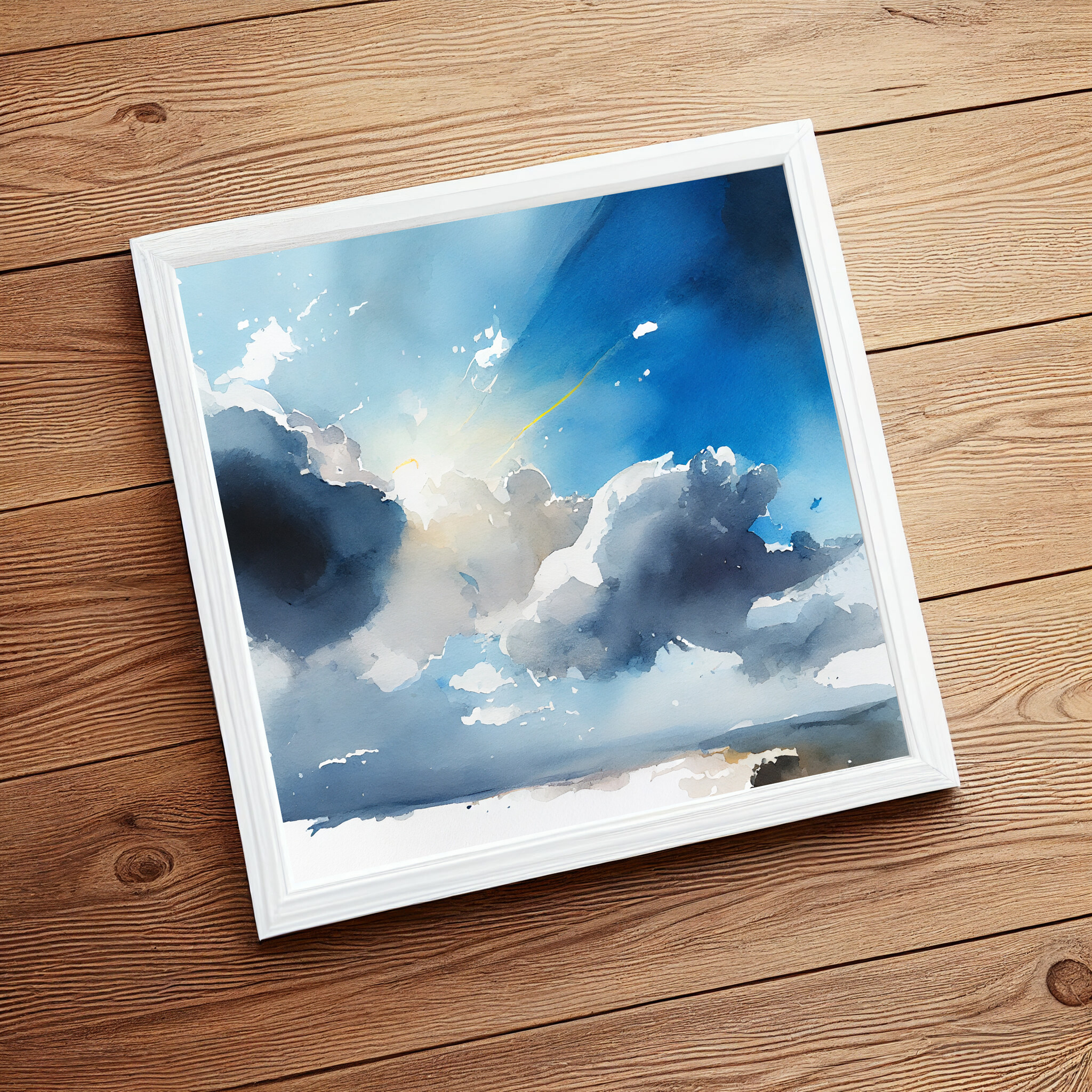 Cornwall Abstract Sky Blue Art for Living Room | Modern Home Decor -