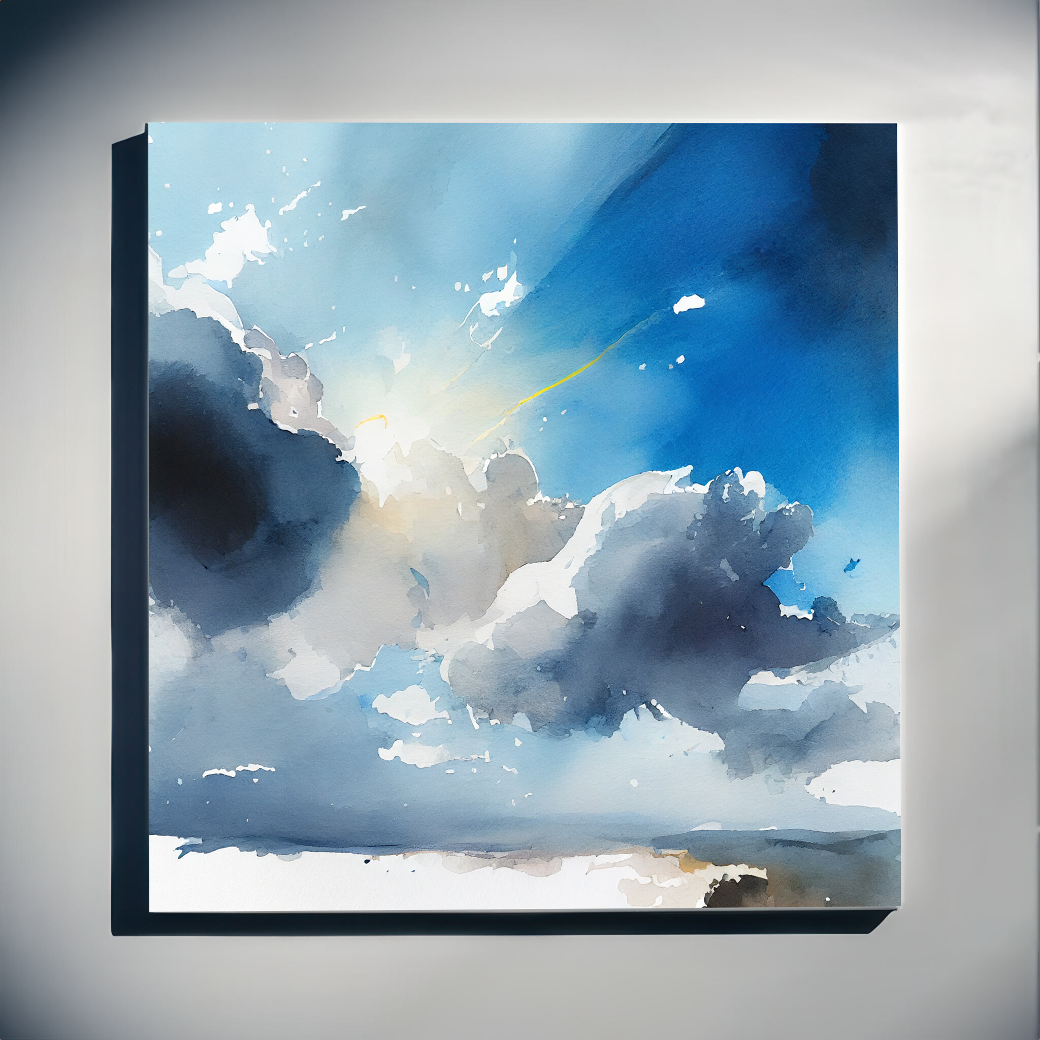 Cornwall Abstract Sky Blue Art for Living Room | Modern Home Decor - C