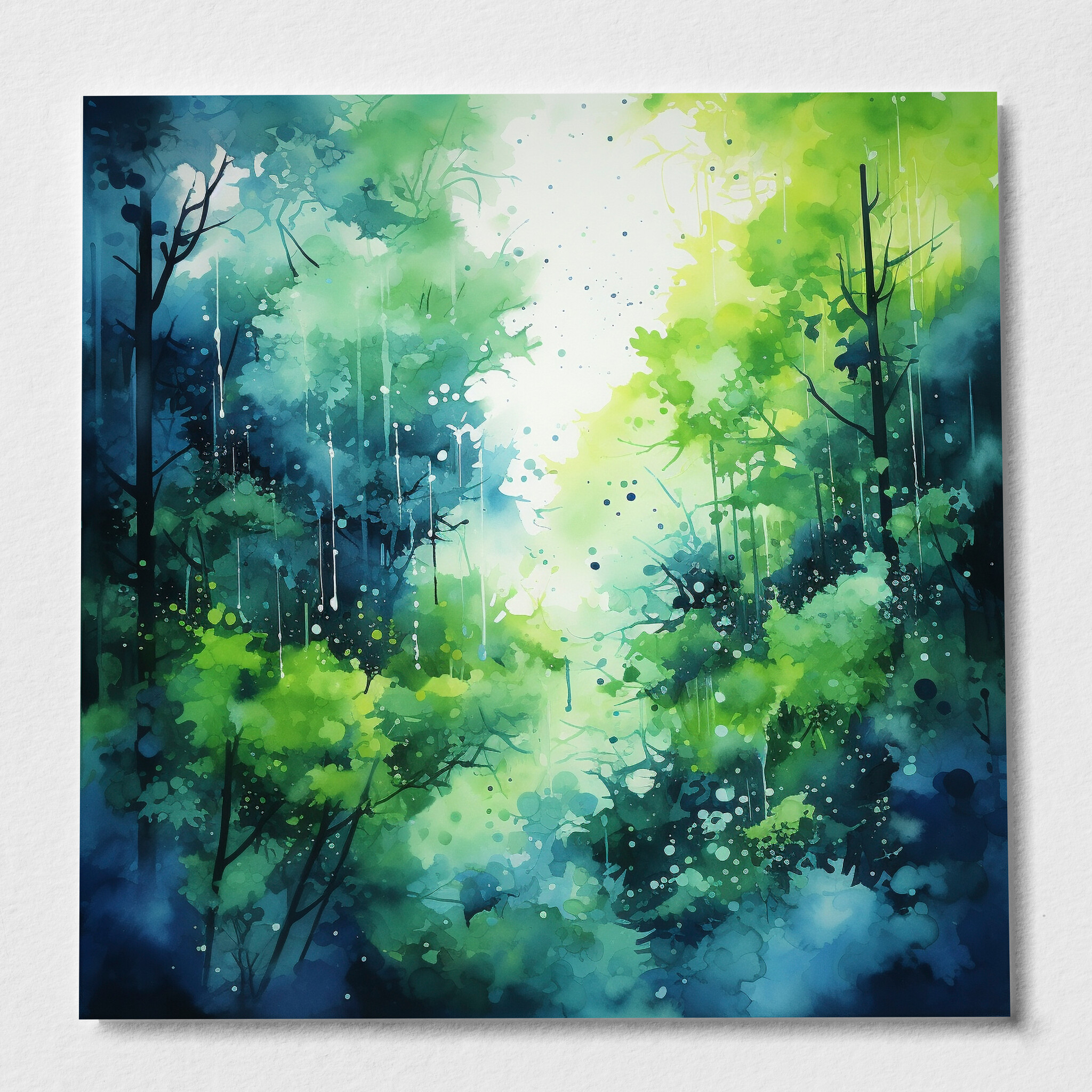 Forest Abstract Green Blue Living Room Wall Art | Nature Home Decor - P