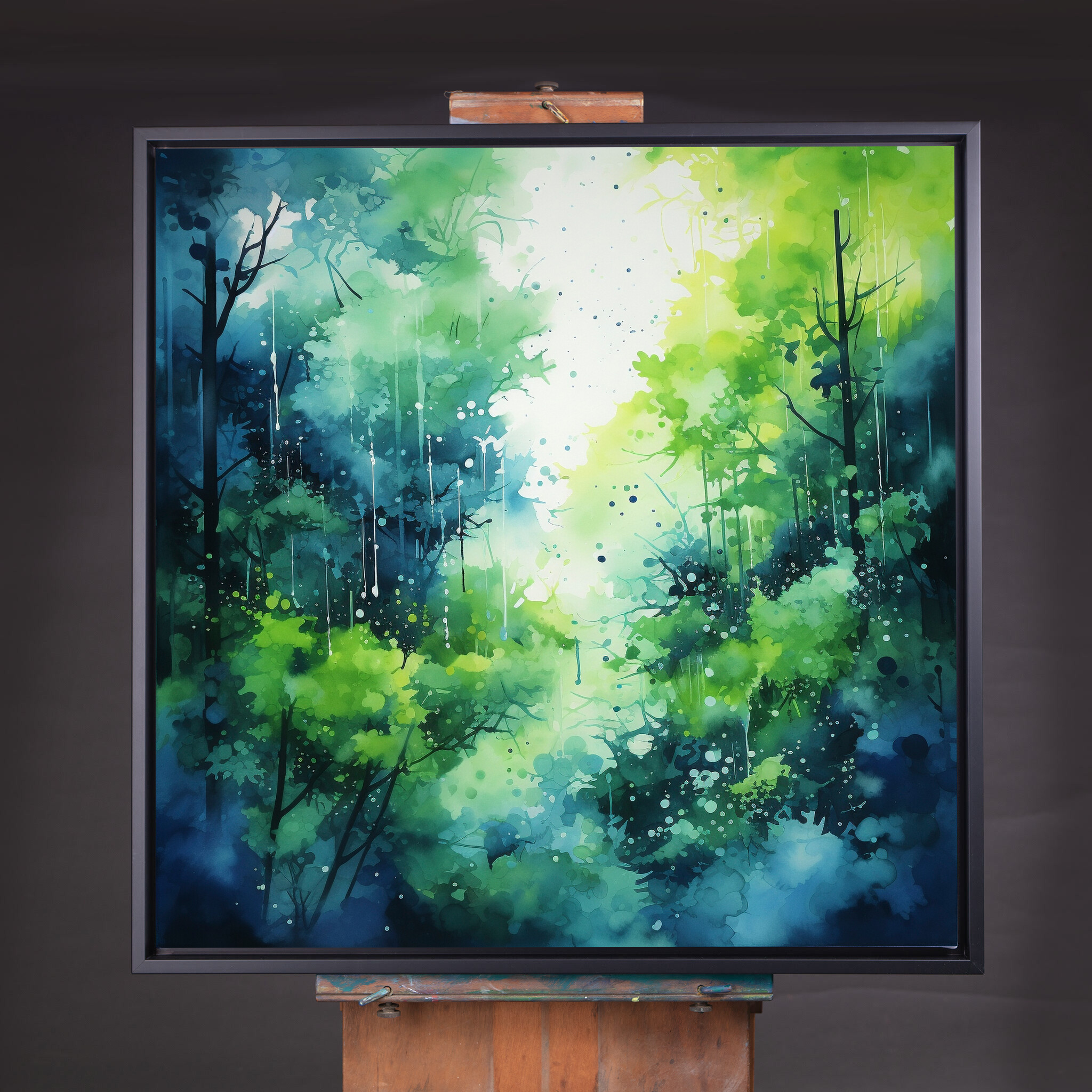 Forest Abstract Green Blue Living Room Wall Art | Nature Home Decor - CBF