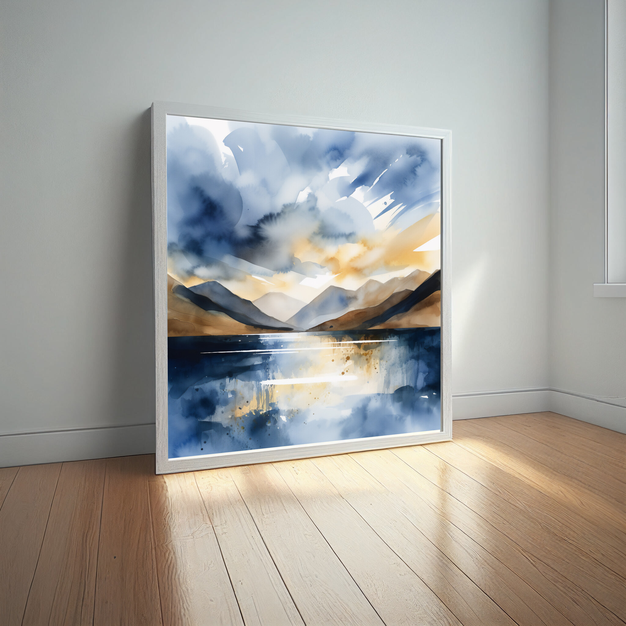 Ennerdale Watercolor Landscape Blue Art | Living Room Wall Art & Home Decor -