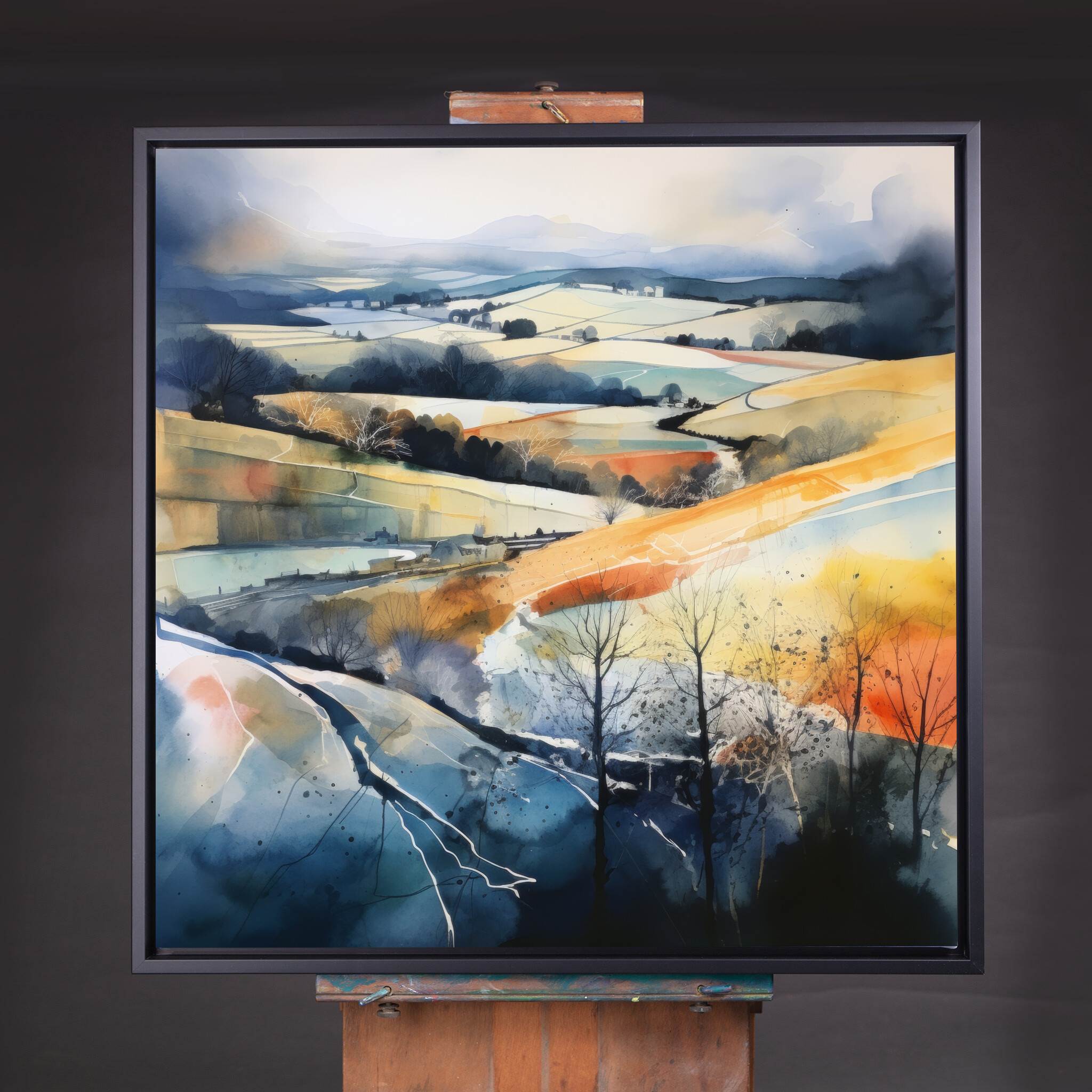 Cotswolds Impressionist Landscape Blue Warm Tones Living Room Wall Art | Home Decor - CBF