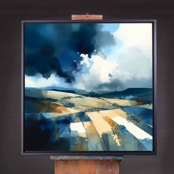 Southdowns Abstract Blue Landscape Living Room Wall Art | Contemporary Home Decor - CBF