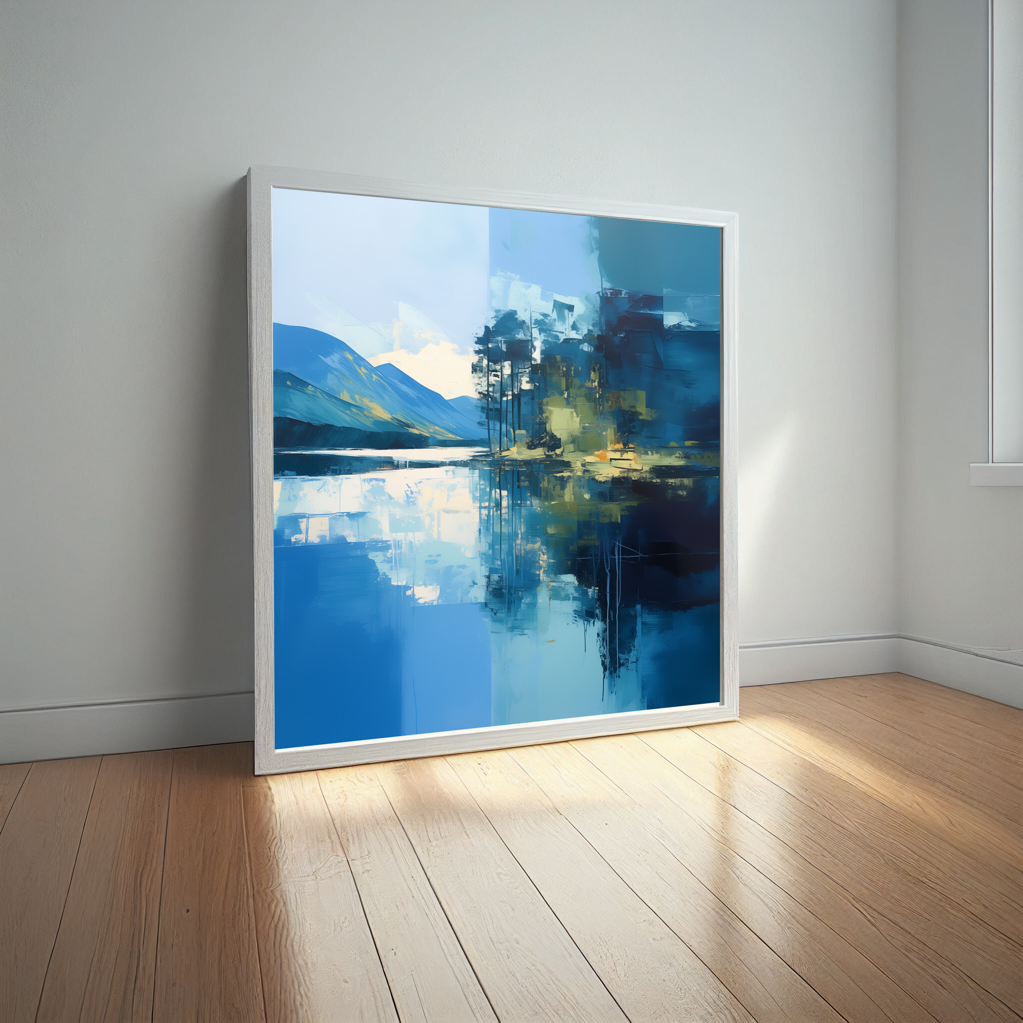 Lake District Abstract Blue Living Room Wall Art | Modern Canvas Home Decor -