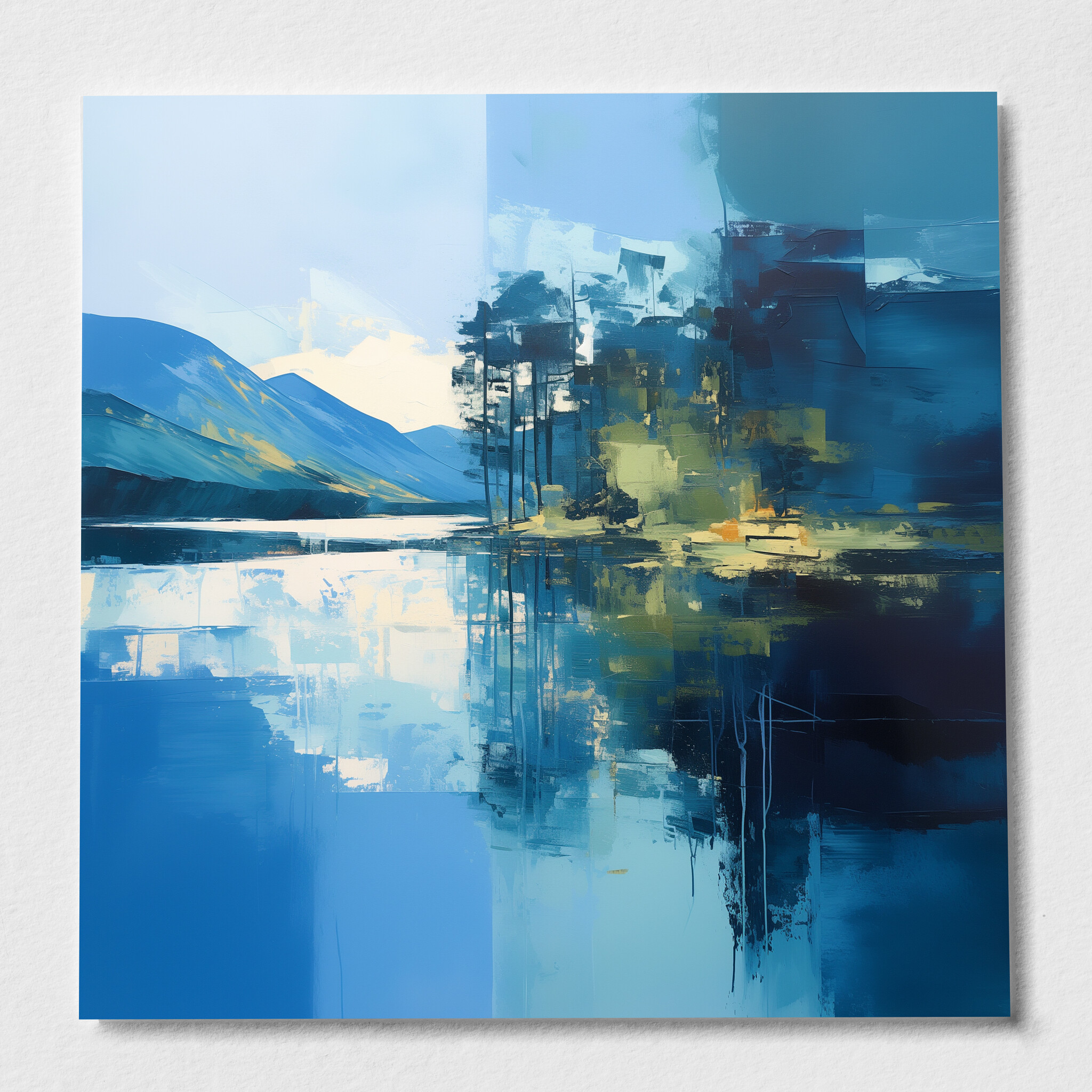 Lake District Abstract Blue Living Room Wall Art | Modern Canvas Home Decor - P