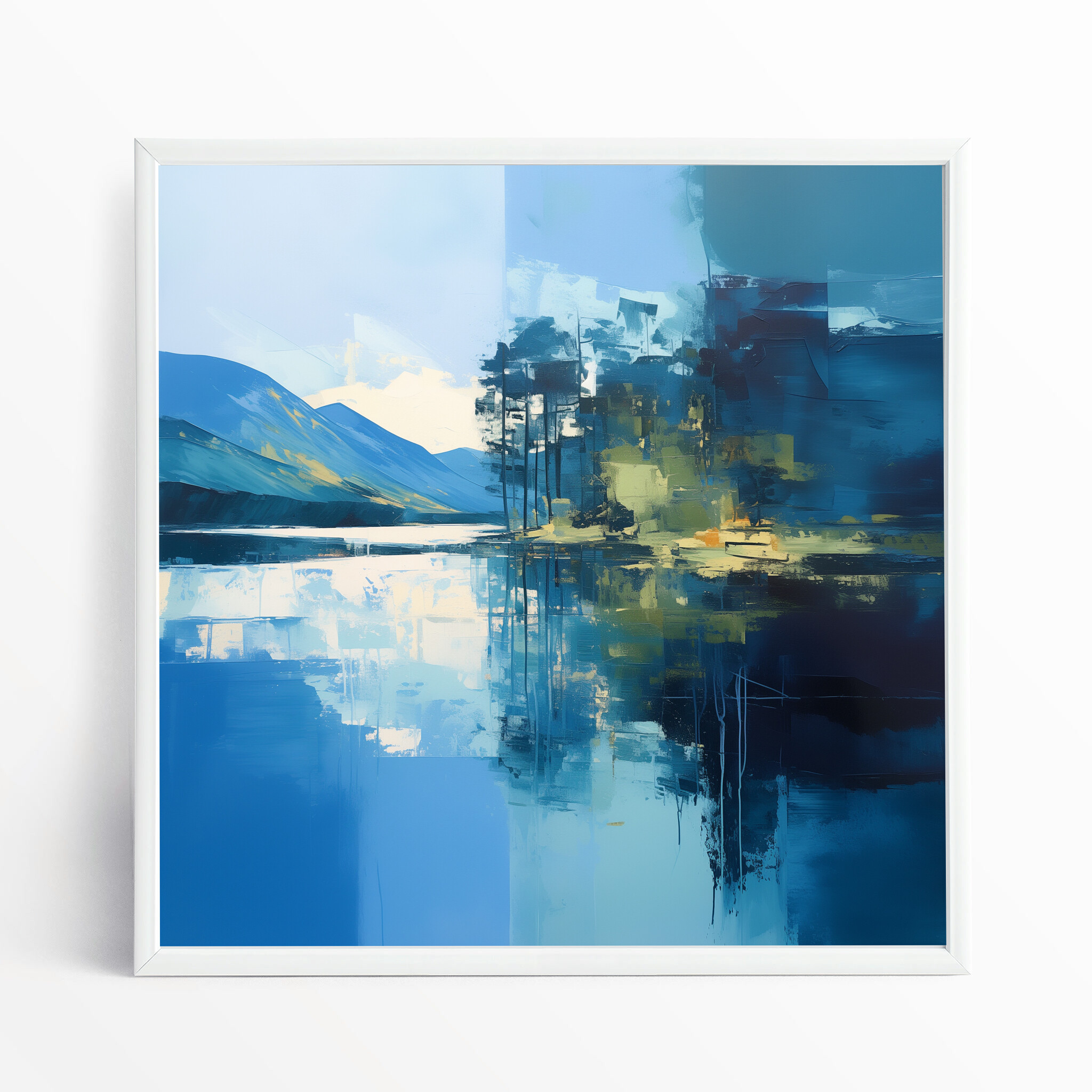 Lake District Abstract Blue Living Room Wall Art | Modern Canvas Home Decor - WFP