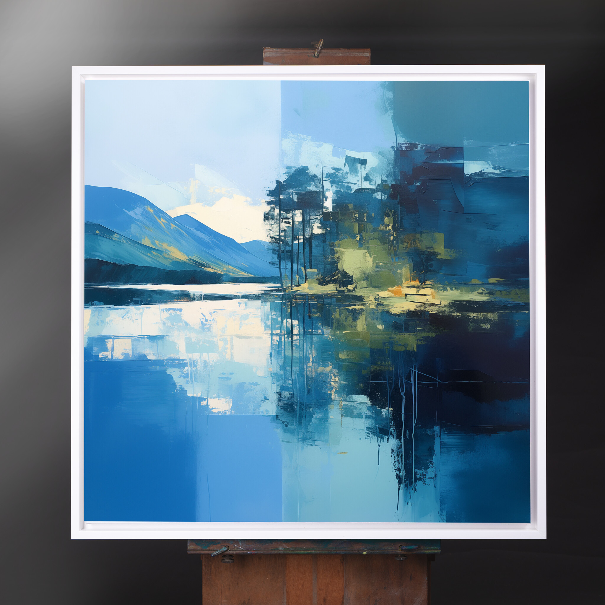 Lake District Abstract Blue Living Room Wall Art | Modern Canvas Home Decor - CWF