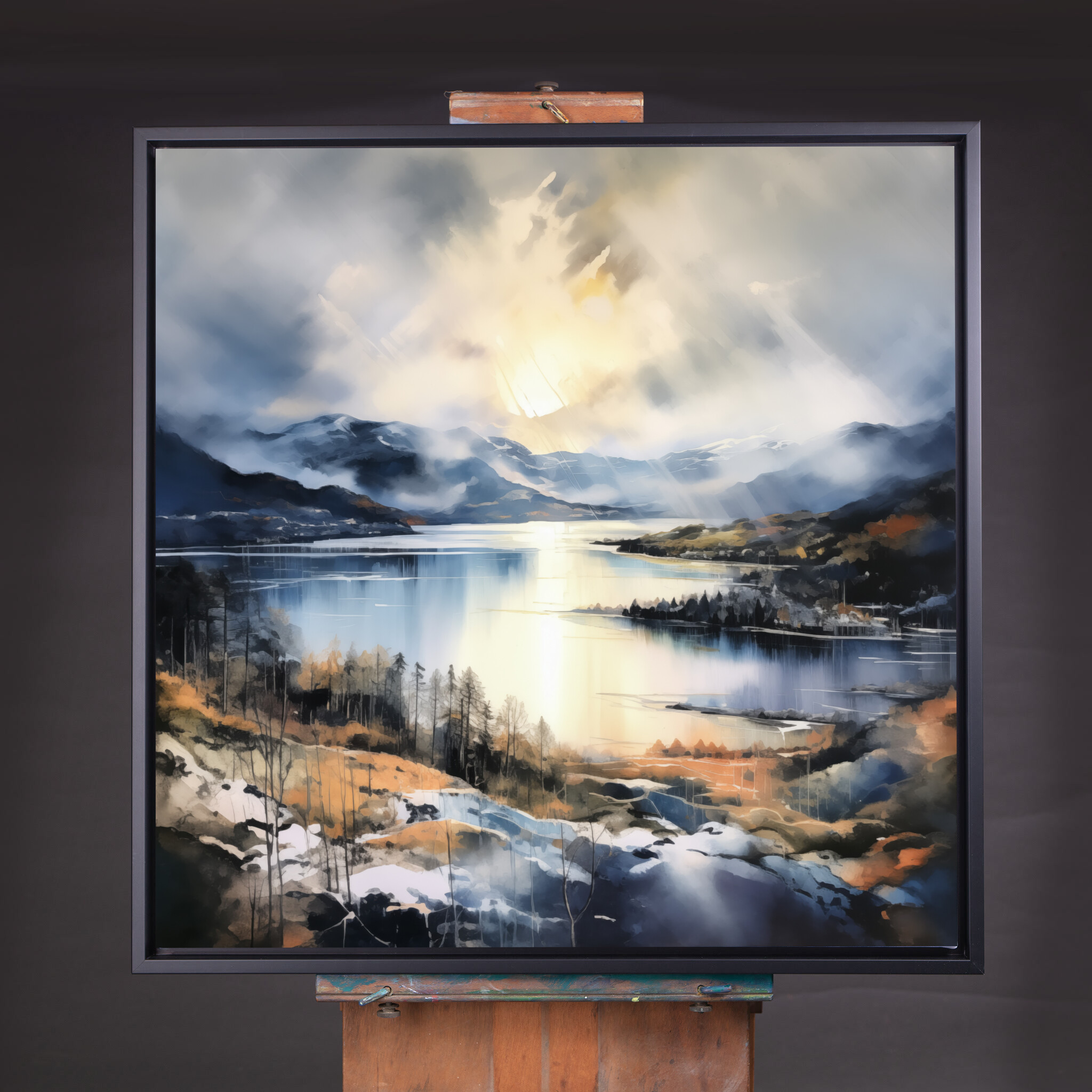 Lake Windermere Impressionist Blue Warm Living Room Wall Art | Canvas Print Decor - CBF
