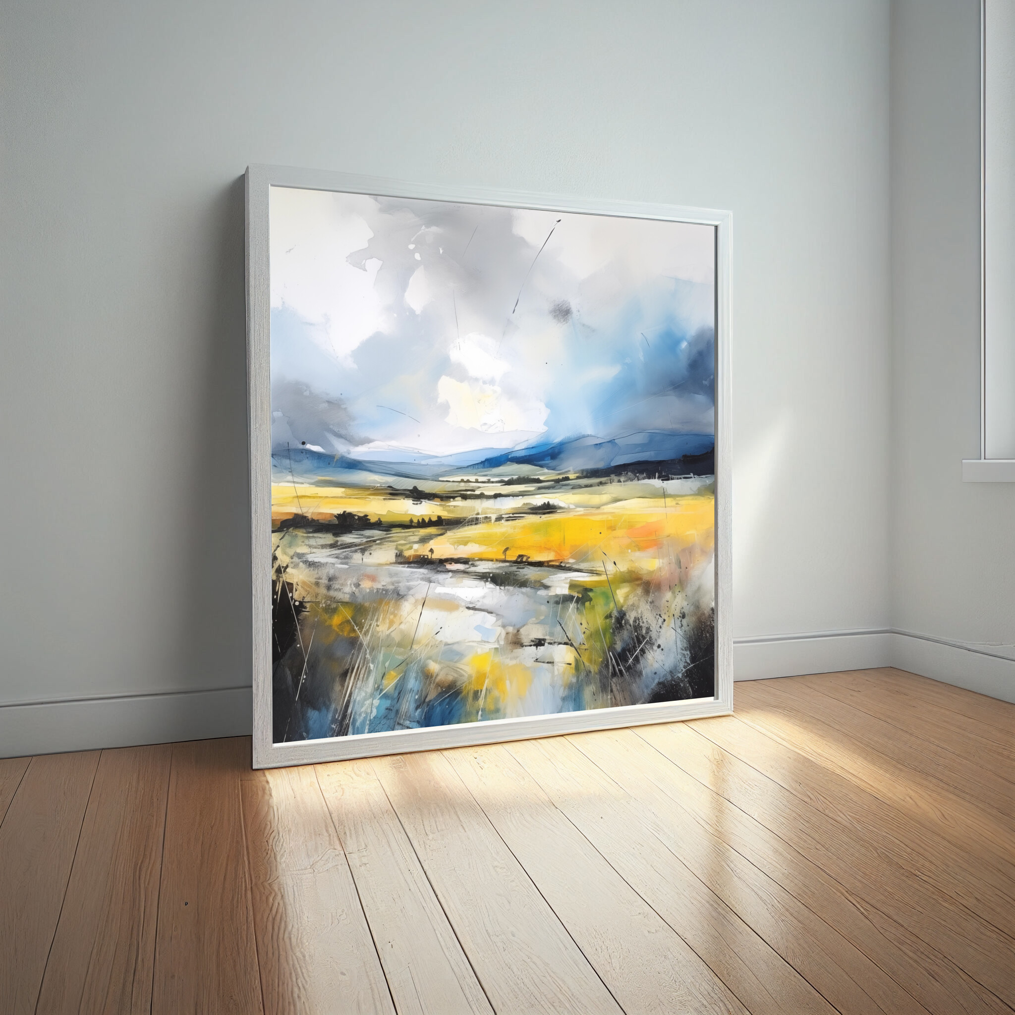 Sussex Abstract Landscape Blue Warm Tones Living Room Wall Art | Canvas Print -